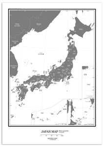 029 Japan map poster A2 [ gray ]