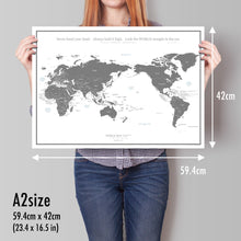 画像をギャラリービューアに読み込む, 054 World map poster A2 [ gray ]
