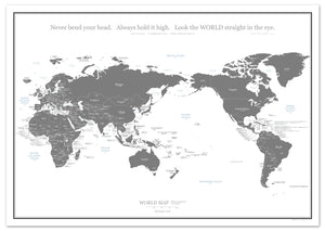 054 World map poster A2 [ gray ]