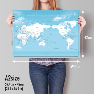 053 World map poster A2 [ 空と海 ]